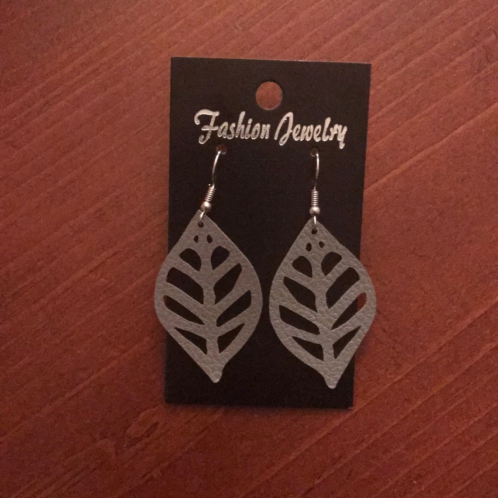 Handmade Light Weight Silver Faux Leather Earrings